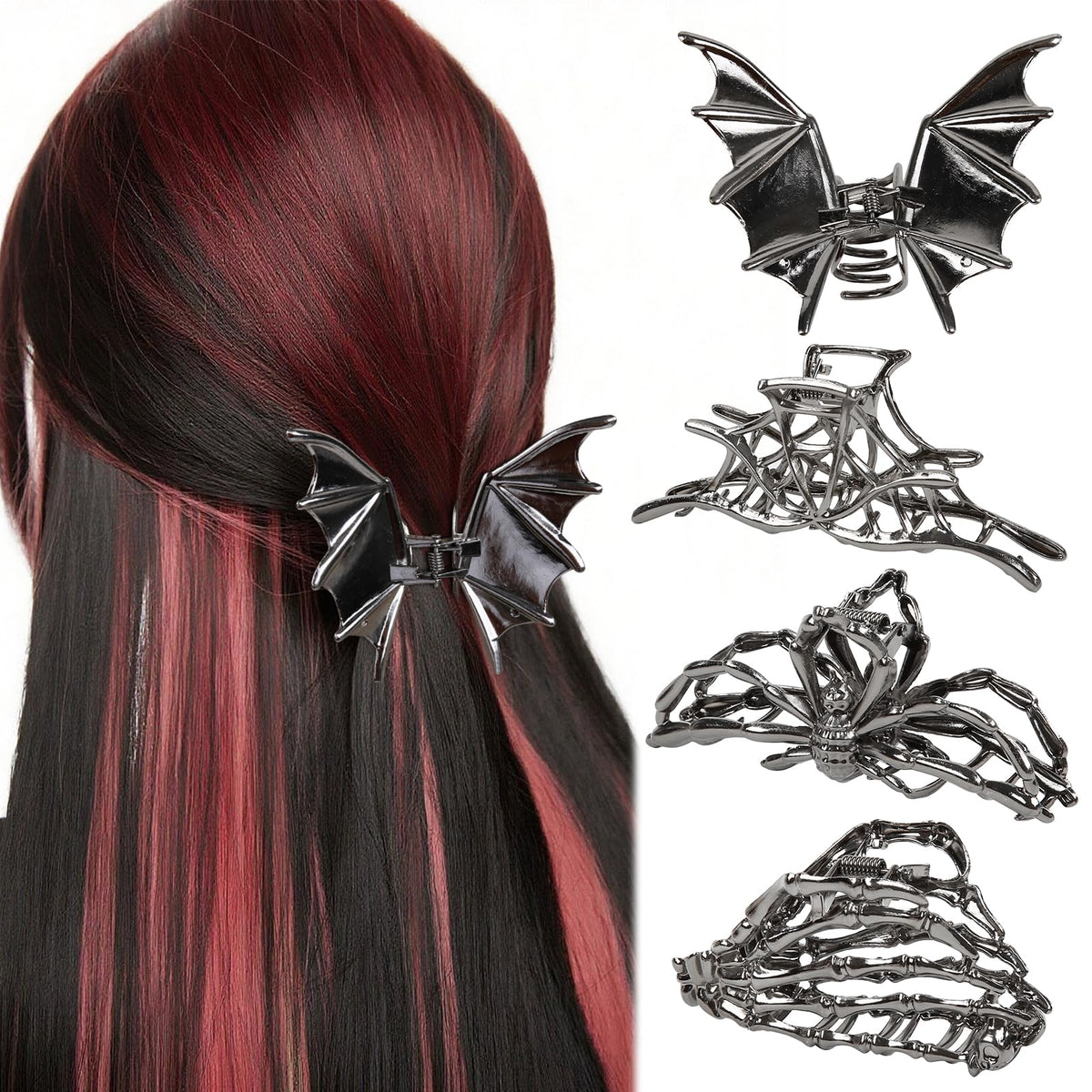 TEBIEKOY pinza de cabello con araña y telaraña, ideal para peinados duraderos.
