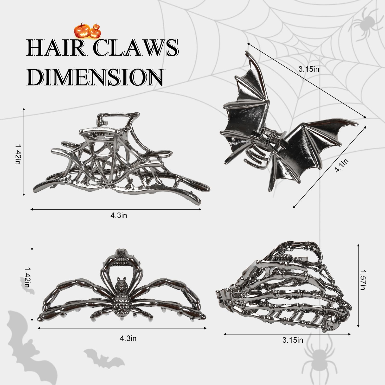 TEBIEKOY pinza de cabello con diseño araña, perfecto para sujetar cabellos gruesos.