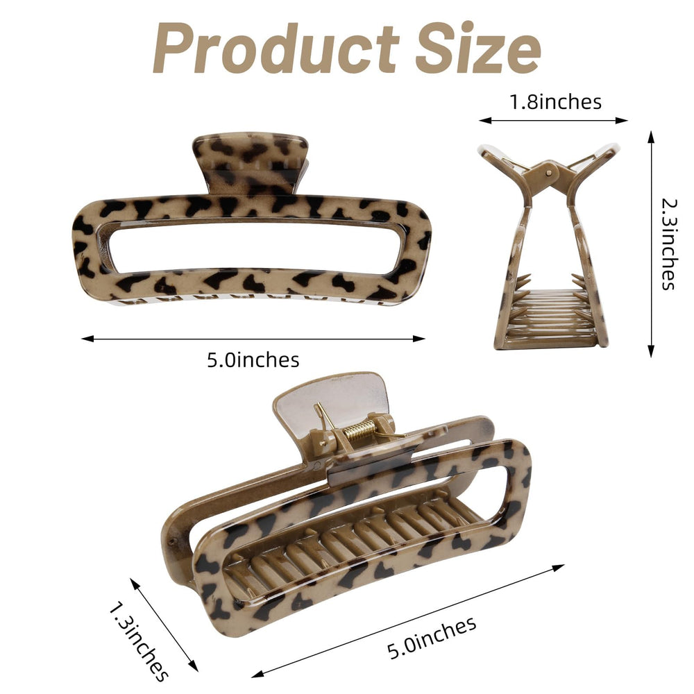 TEBIEKOY pinza extralarga leopardo cafe para peinar cabello grueso.