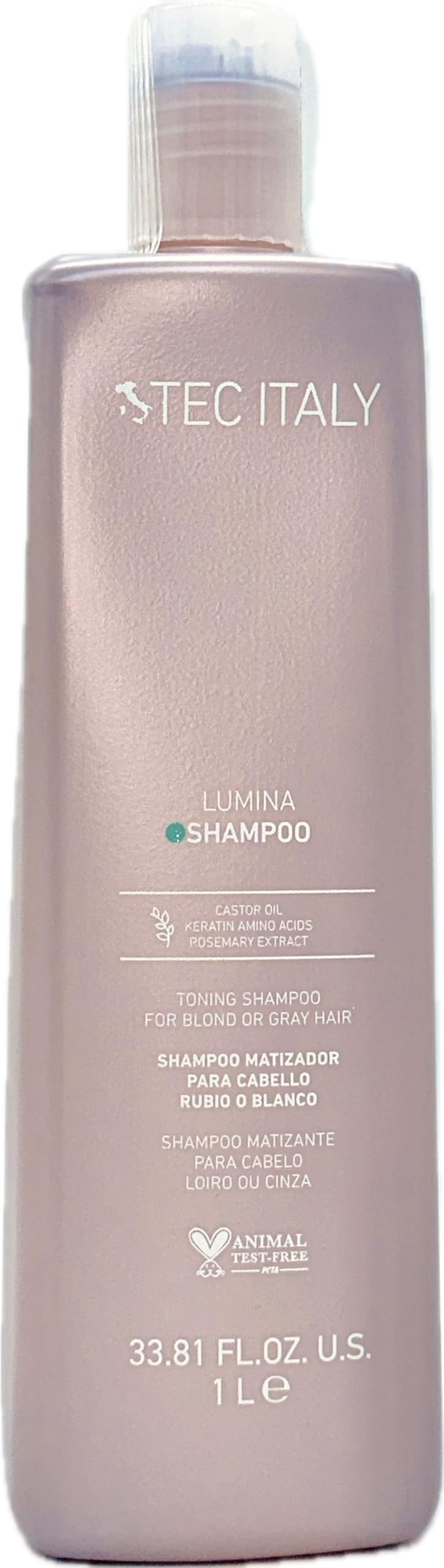 Lumina Champú nutrición y proteínas, textura suave para cabello rubio y gris, uso diario.
