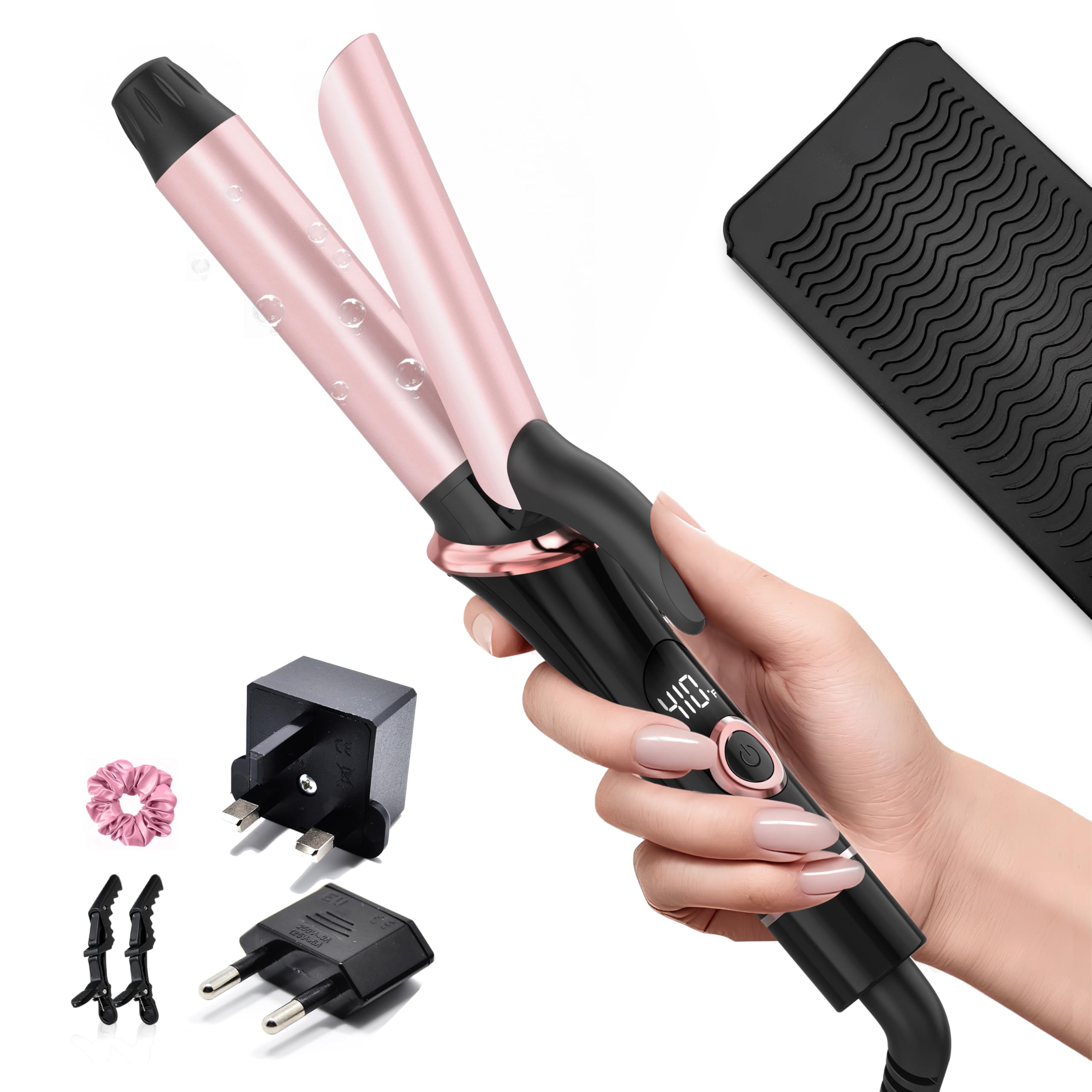 TECSIX rizador 1'' compacto para viaje, rizos rápidos y definidos.