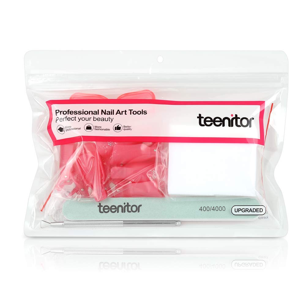 Teenitor empaque rosa kit uñas presentación elegante.