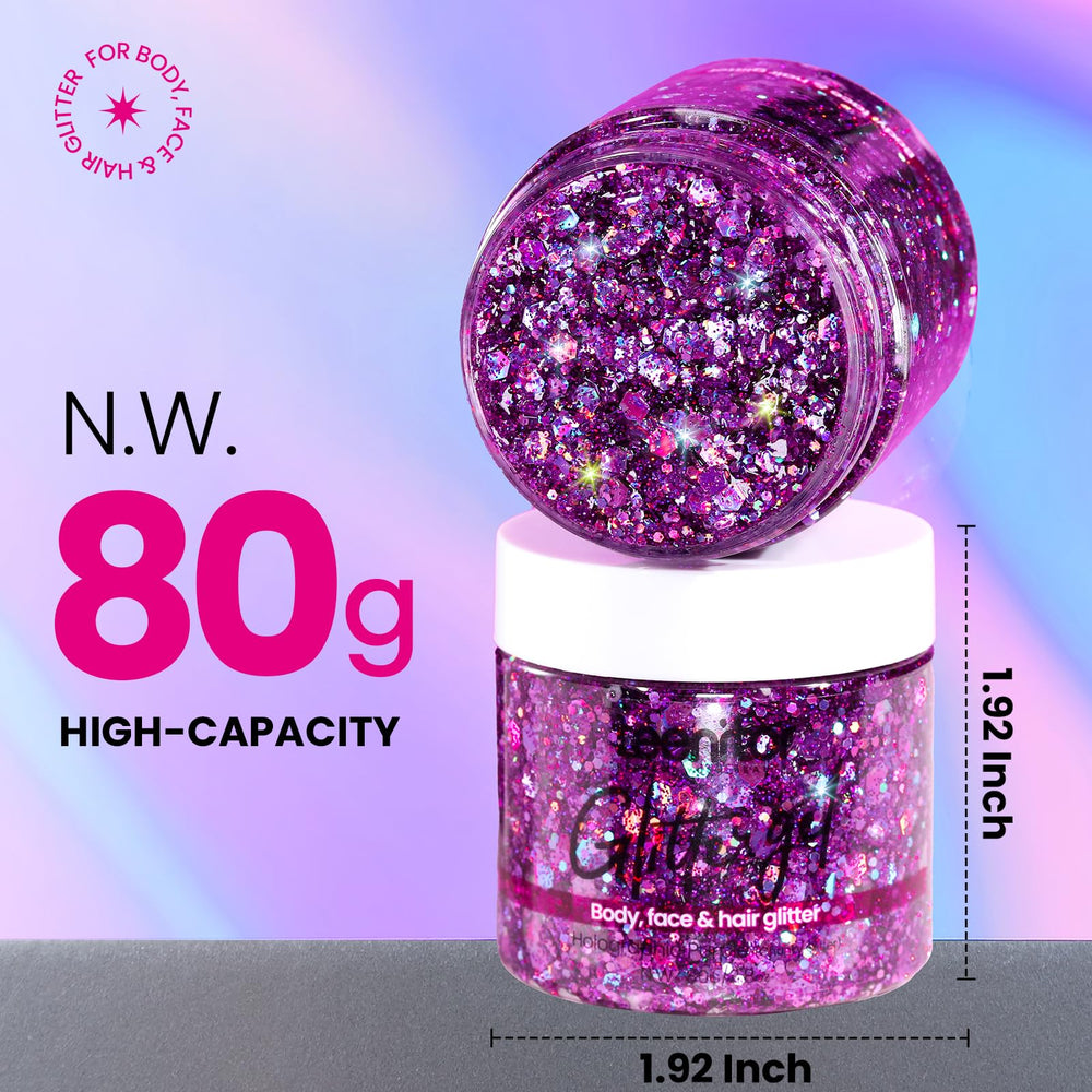 Teenitor gel brillo cara púrpura para maquillaje duradero y deslumbrante.