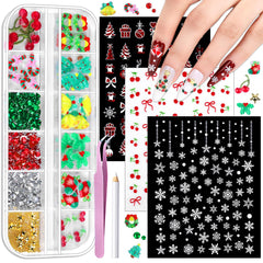 Teenitor pegatinas de uñas navideñas rojo y blanco para decoración rápida