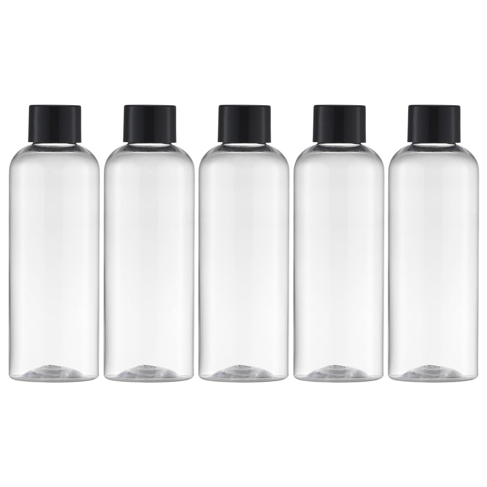 Botellas Tekson de viaje de 100 ml transparentes para cosméticos, visión clara del contenido.