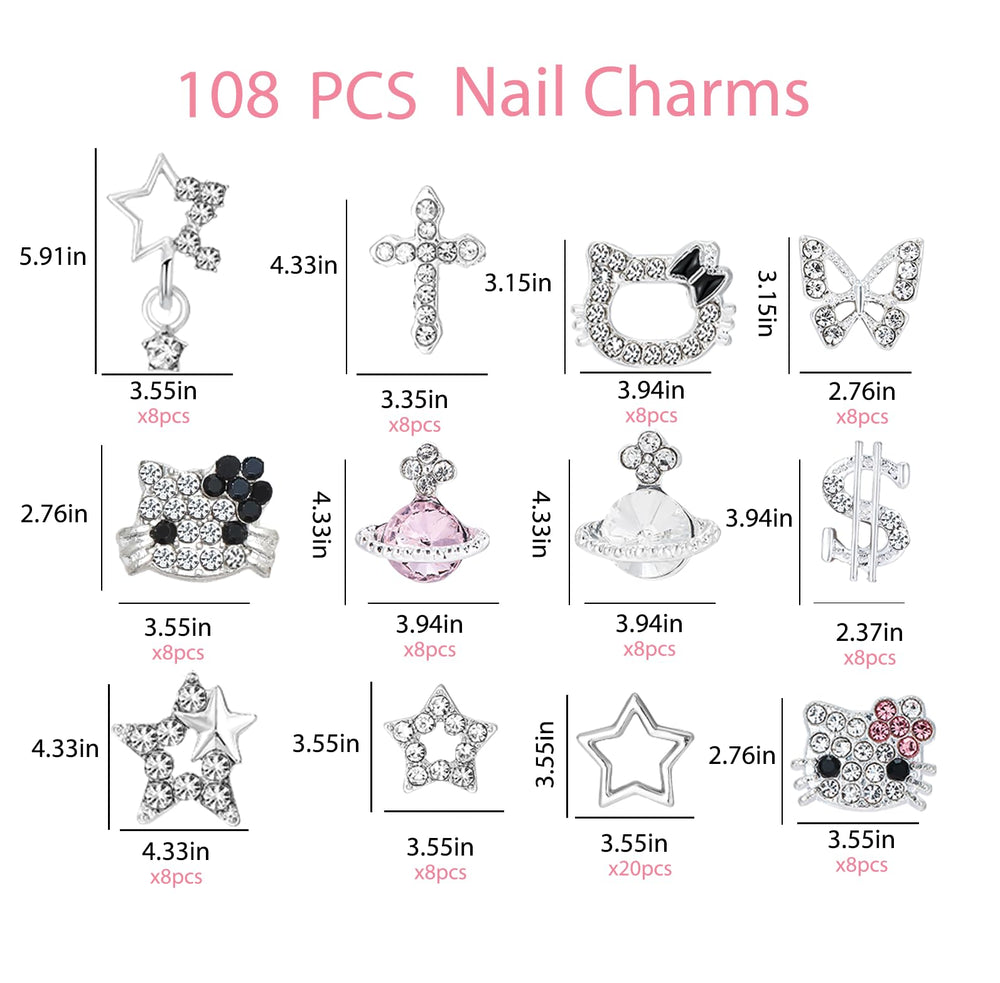 TemBelle charms uñas 3D kawaii corazones, ideal para acentos brillantes