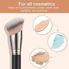Teoyall brocha kabuki angulada para bronceador, difuminado suave.