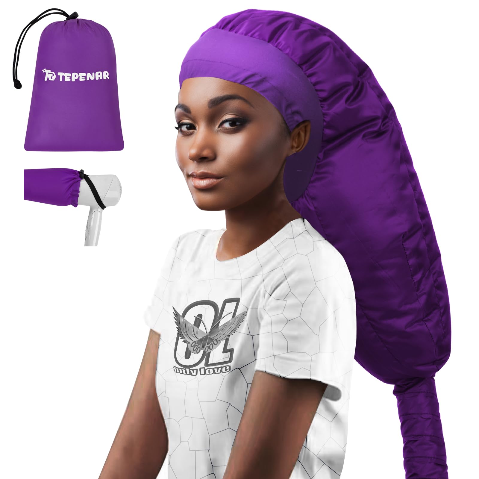 TEPENAR gorro secador capucha extra grande para rizos, secado suave y uniforme