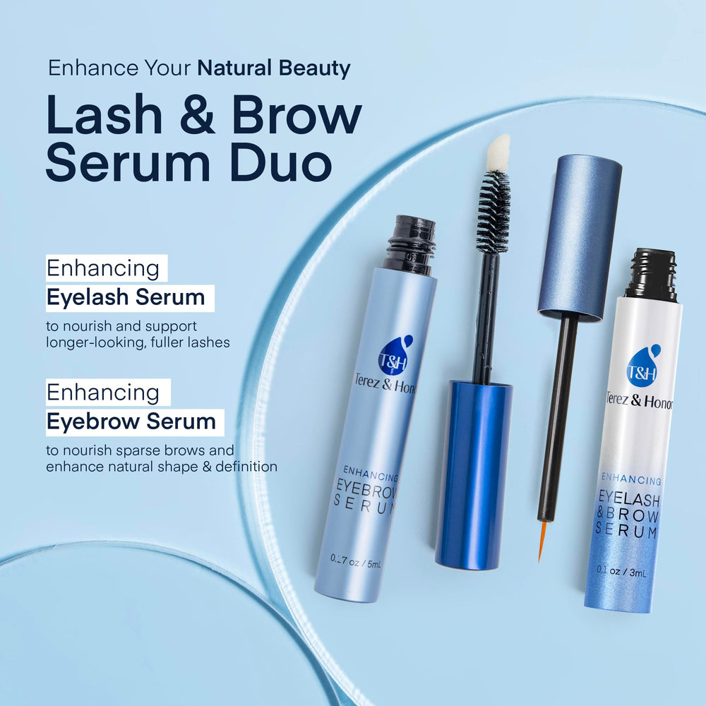 Aplicador de Terez & Honor con serum, precisión para pestañas y cejas.