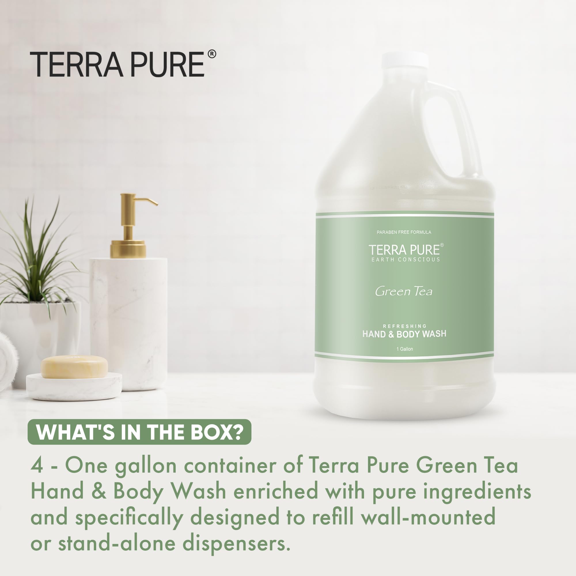 Terra Pure Dispensador Hotel, bomba profesional para uso diario