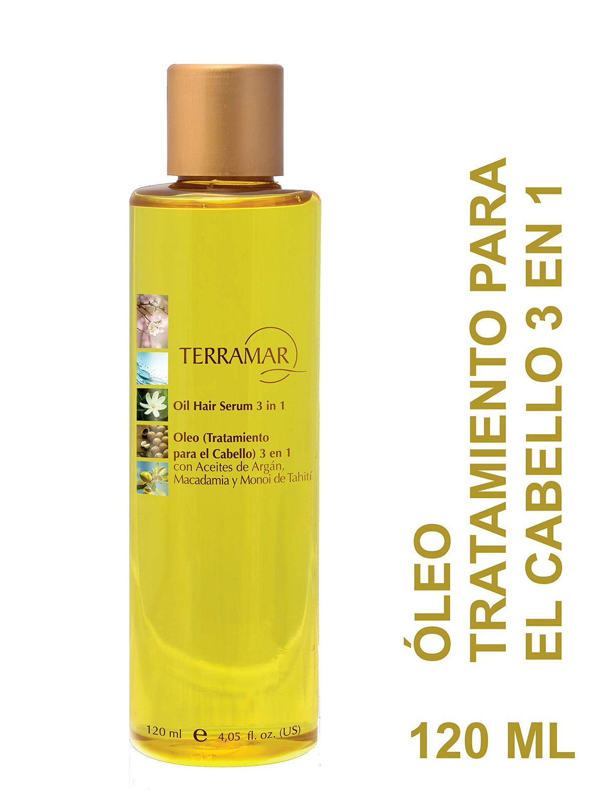 Terramar Oleo en botella: argán, macadamia y Monoi Tahití para hidratación diaria.