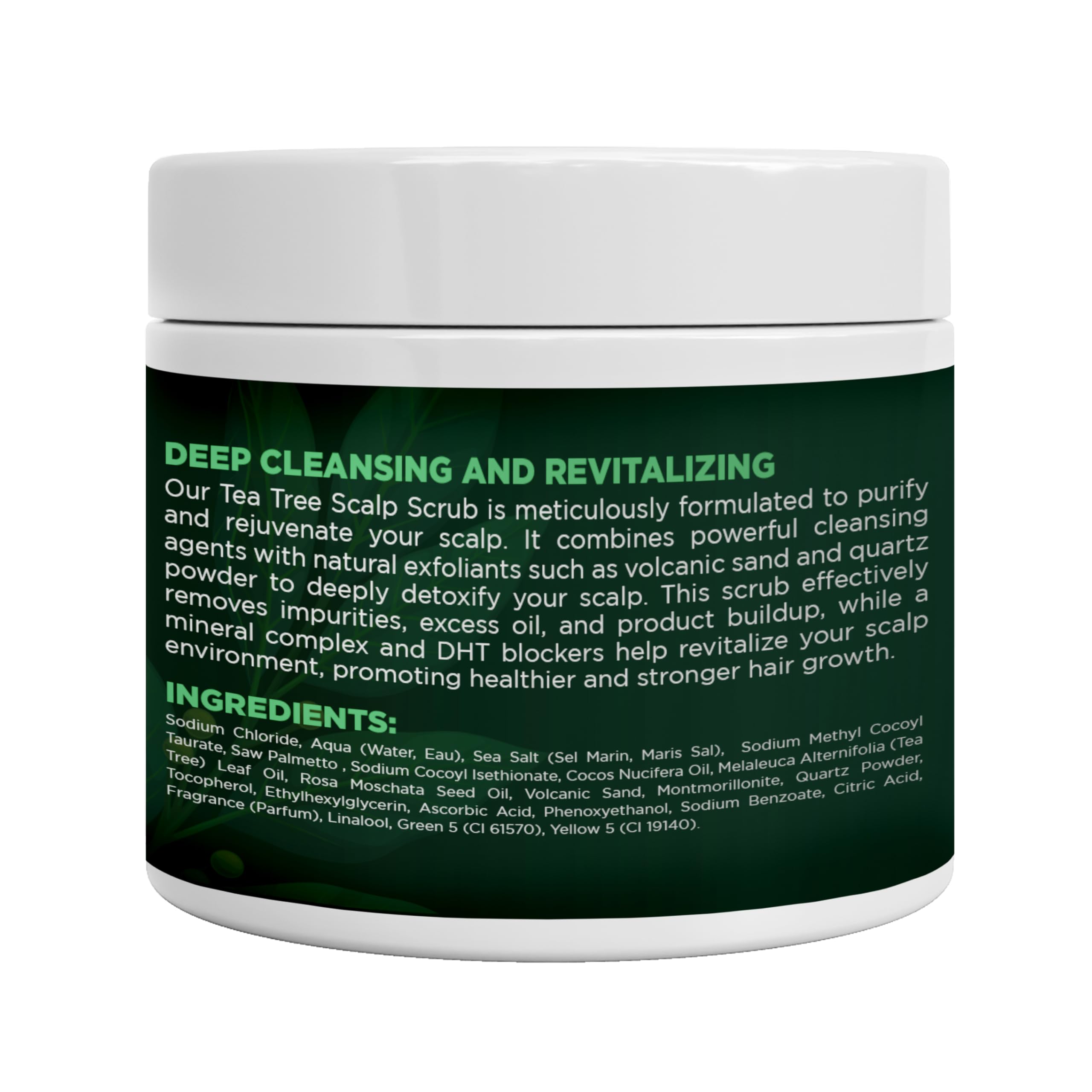 Jar of Terramed Just Think Comfort Tea Tree Scalp Scrub ready to use