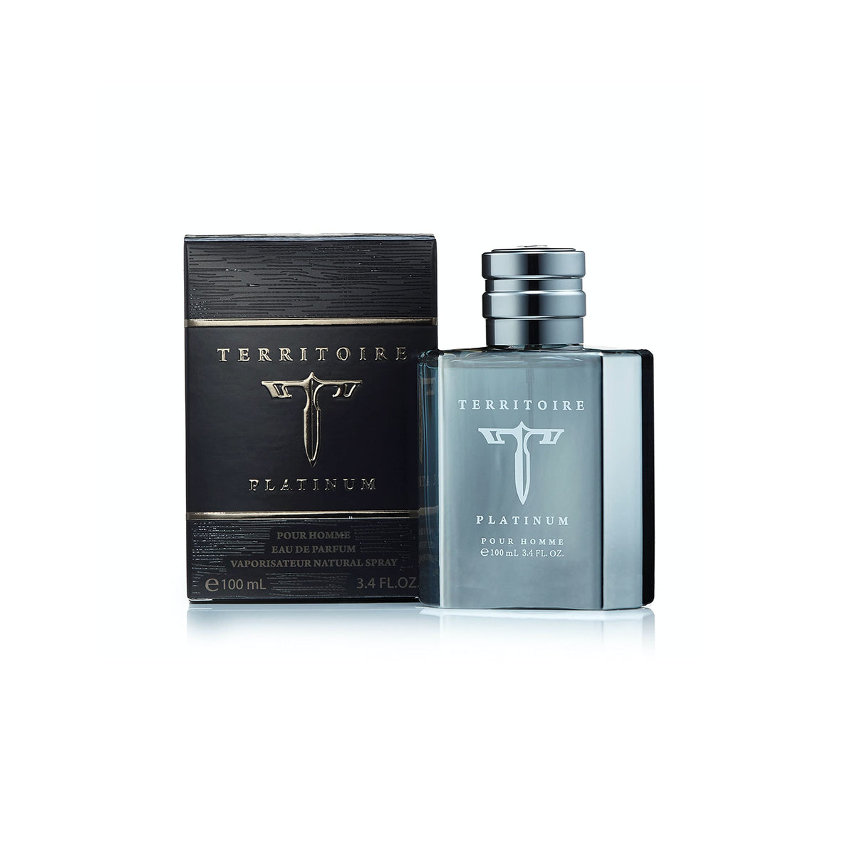 Territoire Platinum, frasco de perfume elegante para cualquier ocasión.