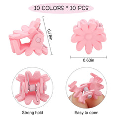 Tetizo clips mini flores con diseño suave y dientes antideslizantes para sujeción.