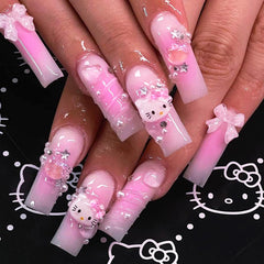 Tezocr uñas forma ataúd rosadas largas para estilo elegante y duradero