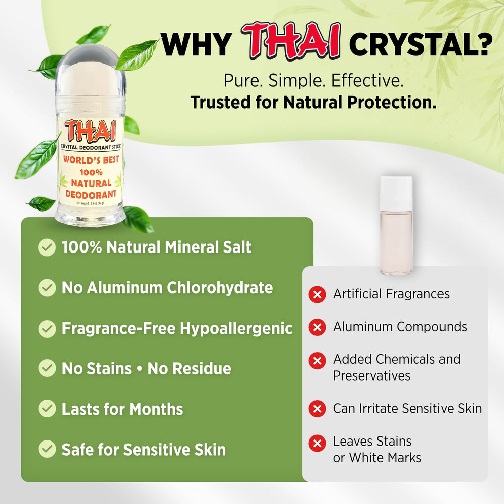 Thai Crystal Desodorante uso diario: apto para hombres y mujeres con piel sensible.