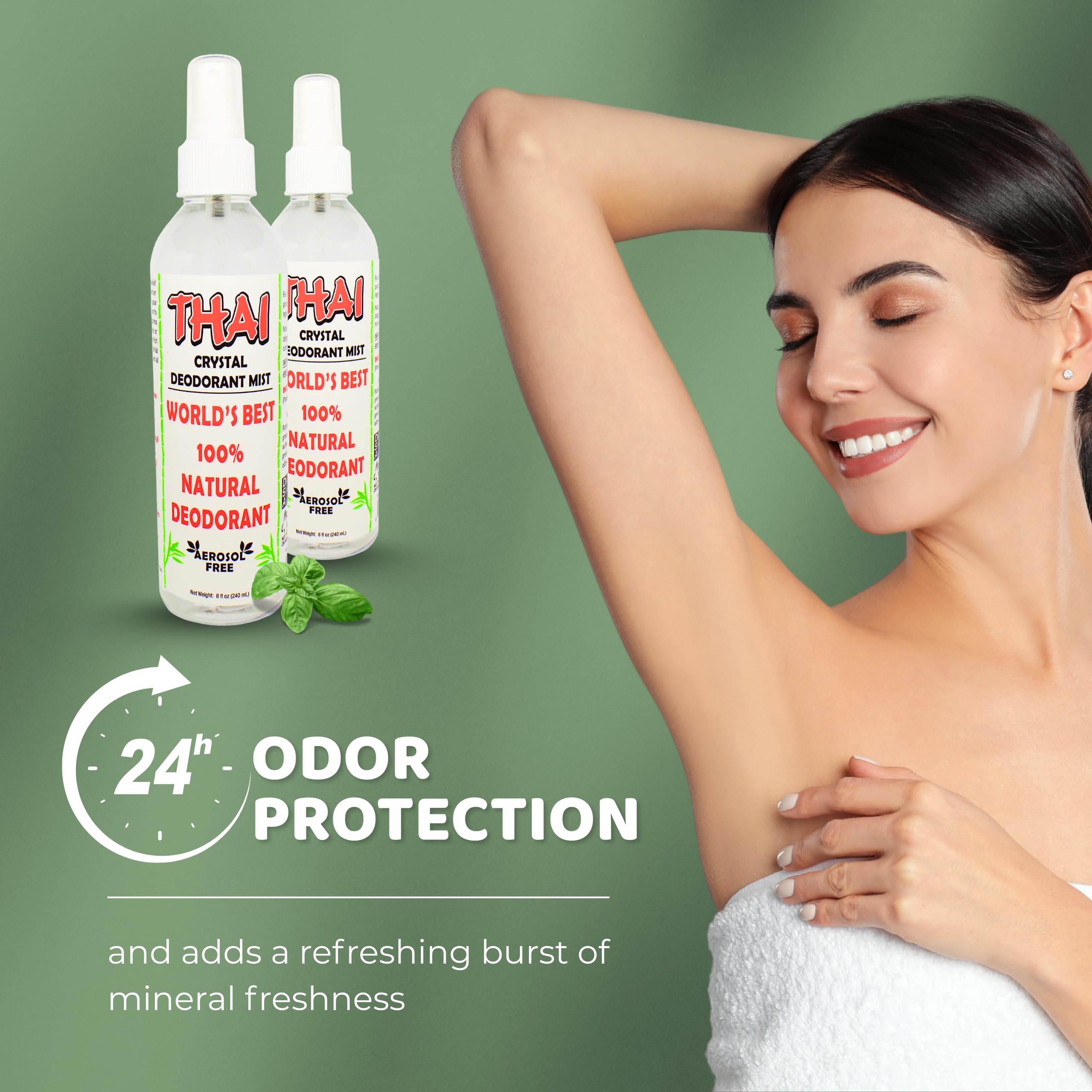 Thai Deodorant Stone Crystal Mist etiqueta: información clara sobre la fórmula natural.