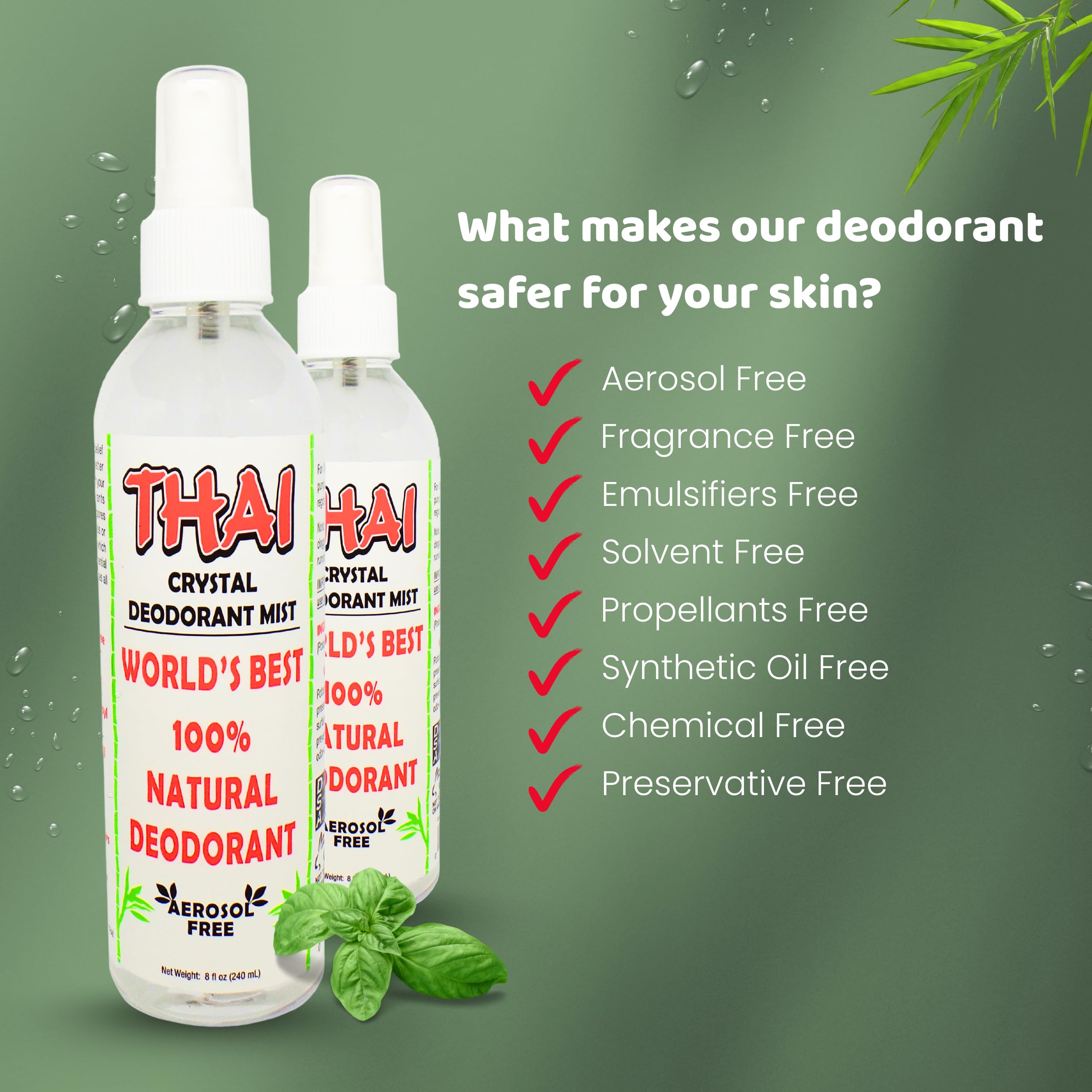 Thai Deodorant Stone Crystal Mist paquete-dos: ahorro práctico para doble reserva en casa.