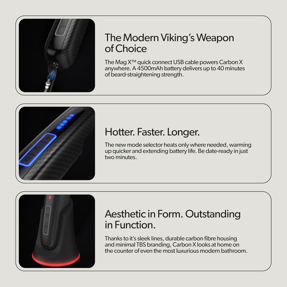 The Beard Struggle Carbon X: compacto y ligero, ideal para viajes y retoques.