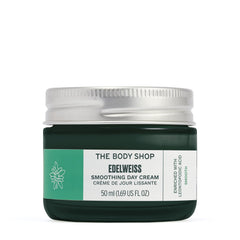 The Body Shop Edelweiss crema de día en frasco, hidratación suave para todo el día.