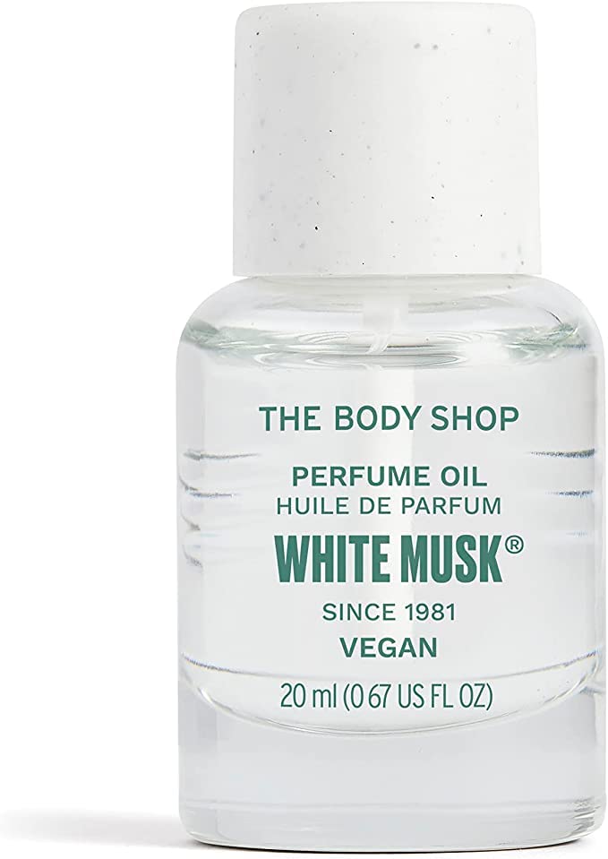 The Body Shop White Musk Perfume Oil gotero para una aplicación precisa.