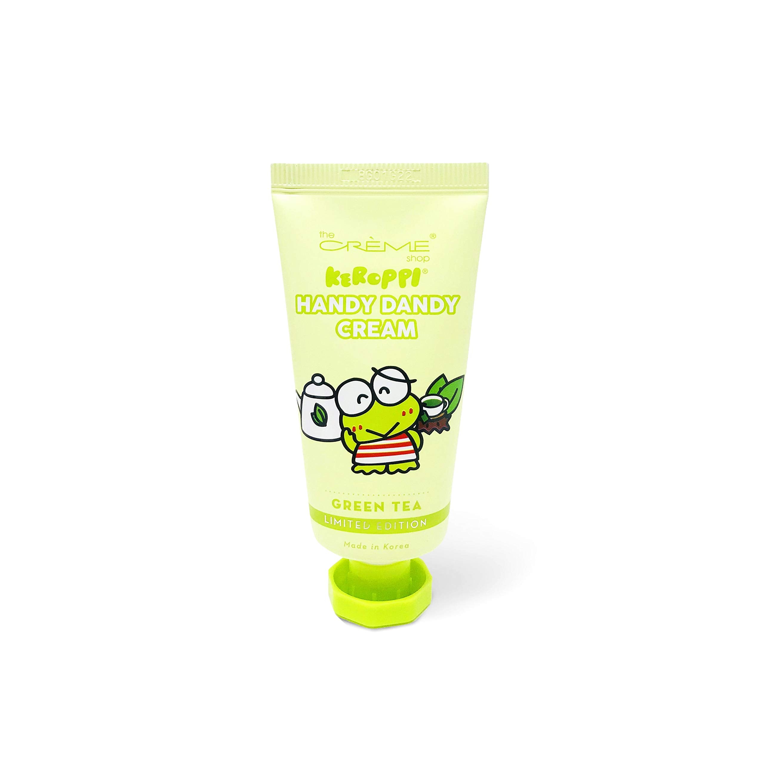 The Crème Shop crema portátil con diseño Hello Kitty y aroma a té verde para uso diario.