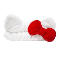 The Crème Shop Hello Kitty, cinta cabello peluche con lazo para peinar durante la limpieza.