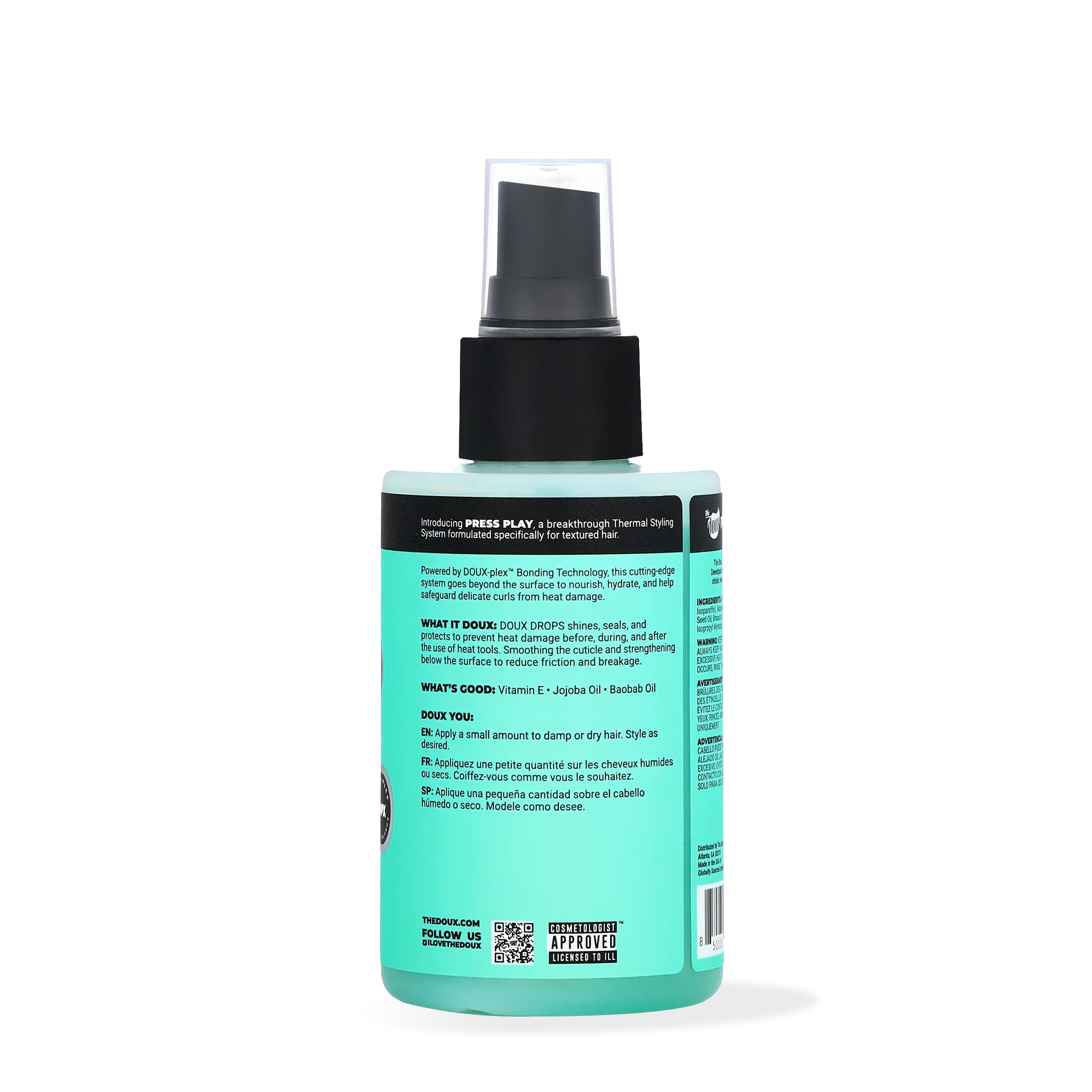 The Doux Drops Bonding Polish Spray protege el cabello del calor durante el peinado