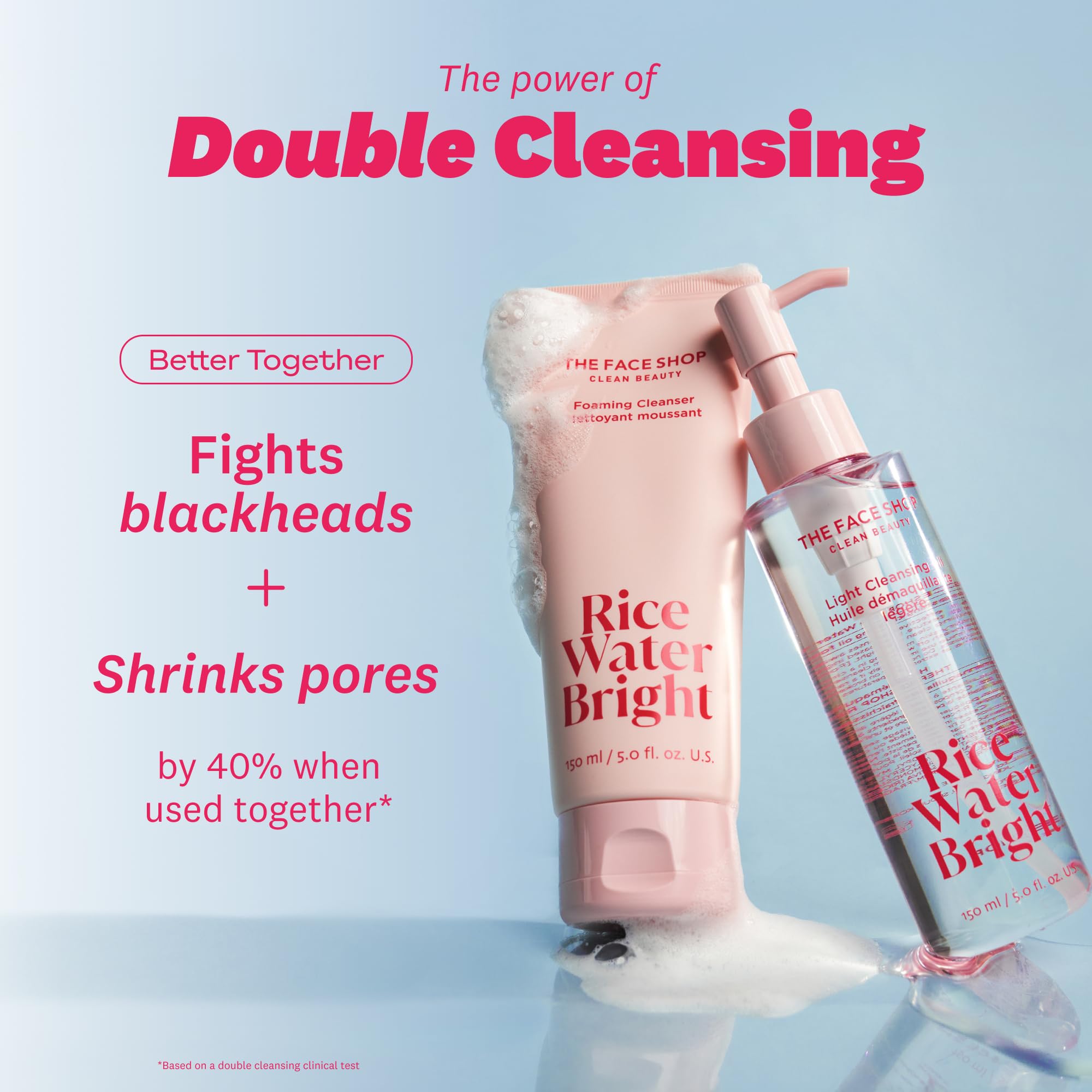 The Face Shop Rice Water Bright Duo: fórmula vegana adecuada para todo tipo de piel.