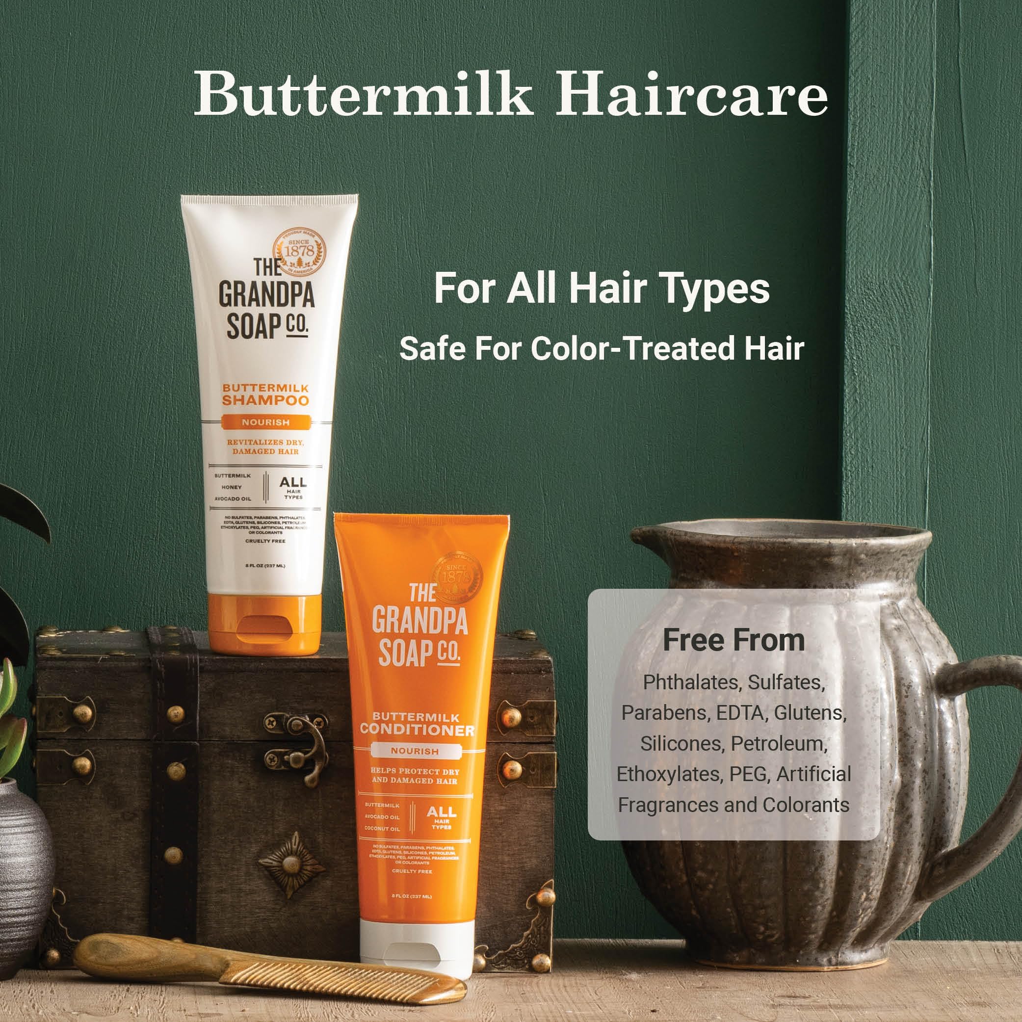 Champú Buttermilk de The Grandpa Soap Company: miel y aguacate nutren sin residuo.