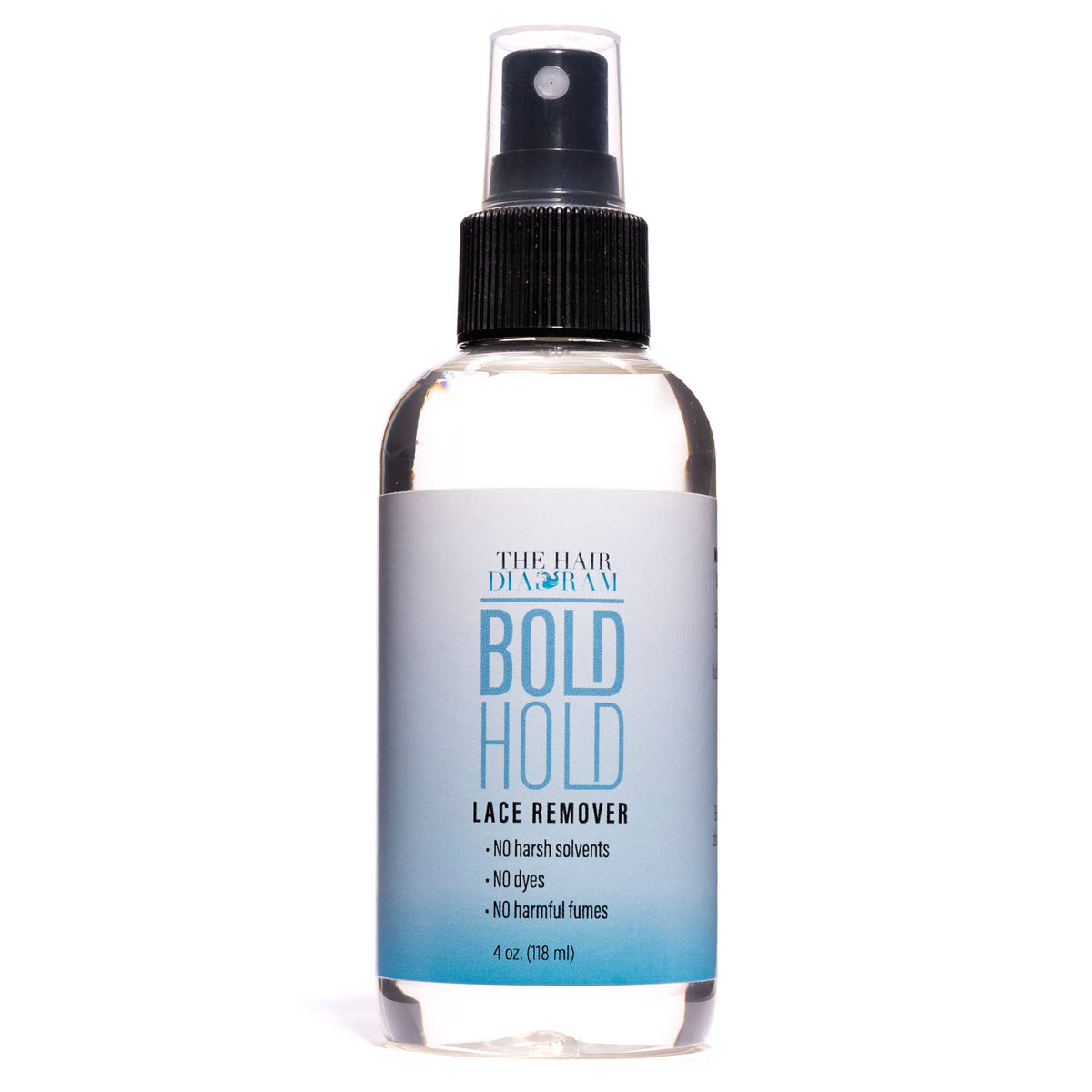 The Hair Diagram Bold Hold Lace Remover: botella frontal lista para eliminar adhesivo sin dañar el cabello.