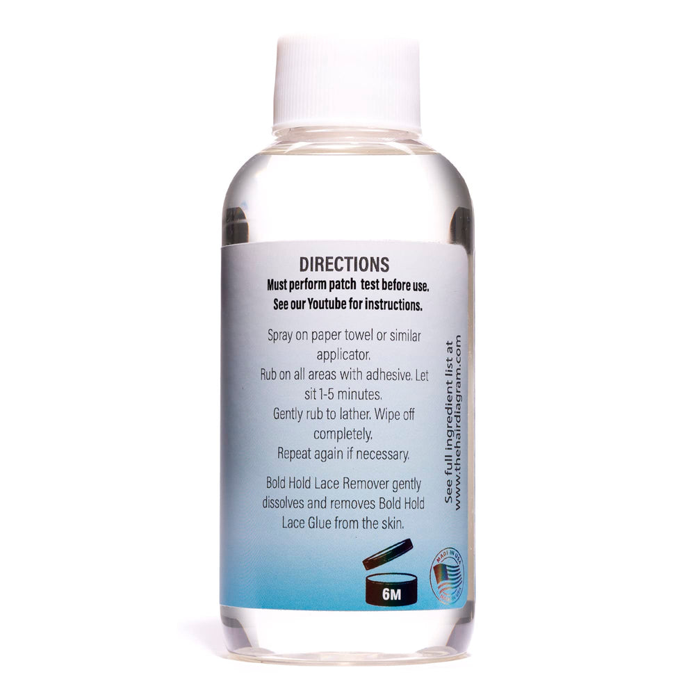 La fórmula sin solventes de The Hair Diagram Bold Hold Lace Remover cuida la piel.