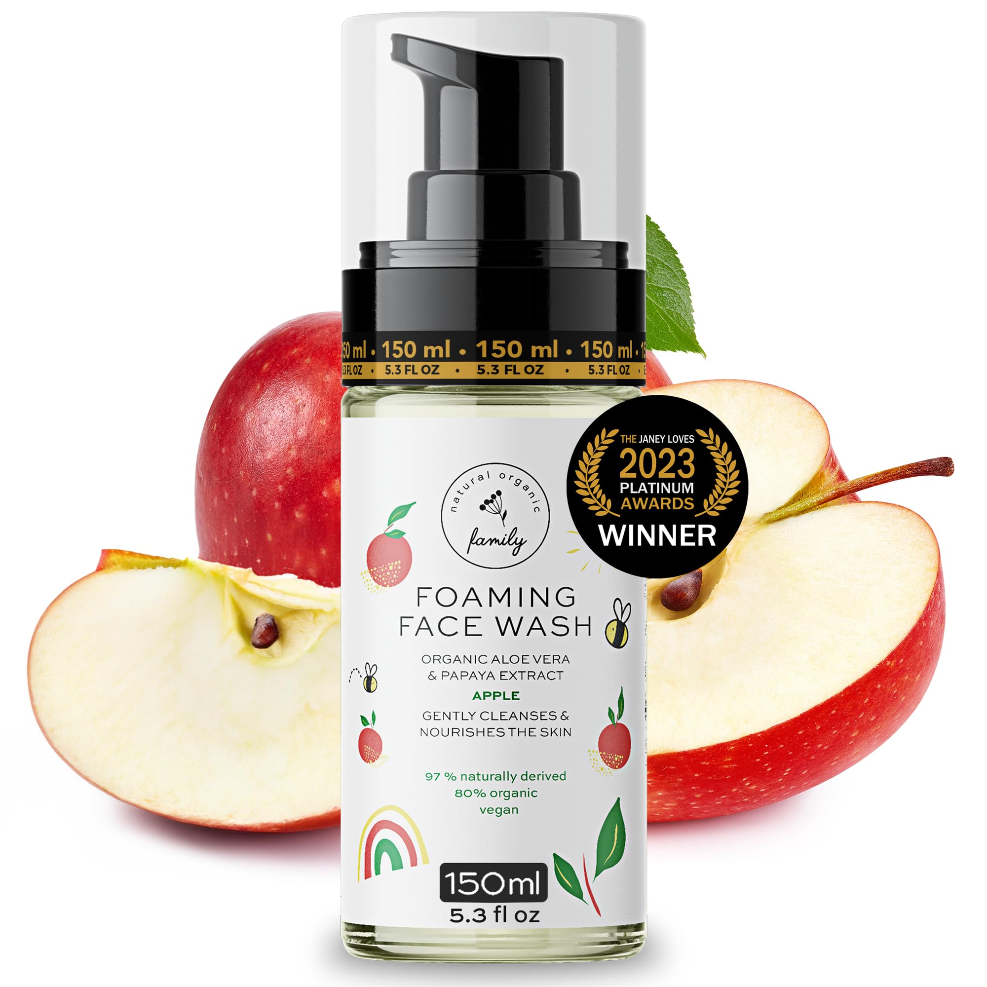 The Natural and Organic Family espuma facial orgánica papaya exfoliante para niños, limpieza suave.