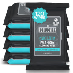 The Nobleman cooling wipes pack side angle showing portable design.