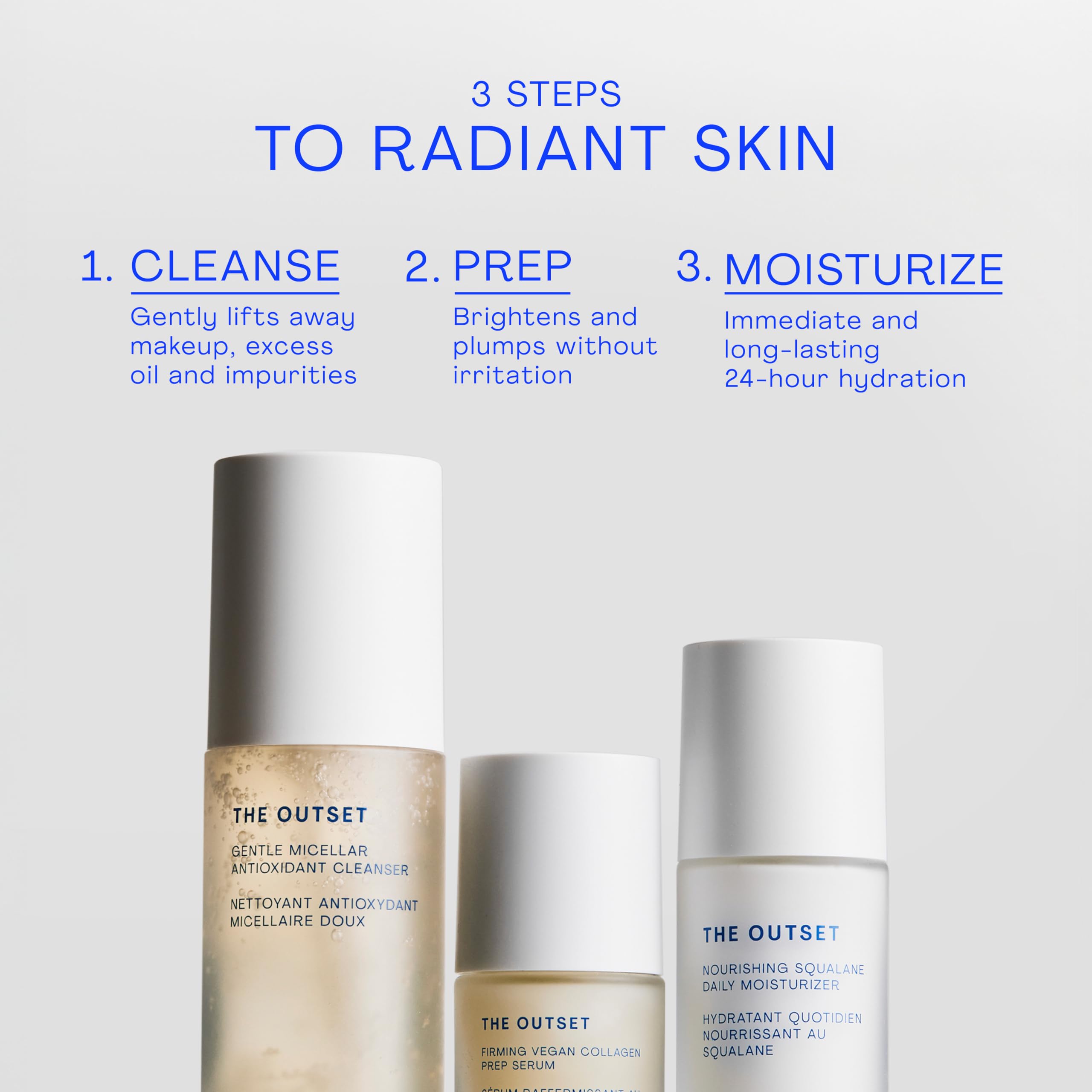 The Outset crema con escualano, uso diario suave para piel sensible.