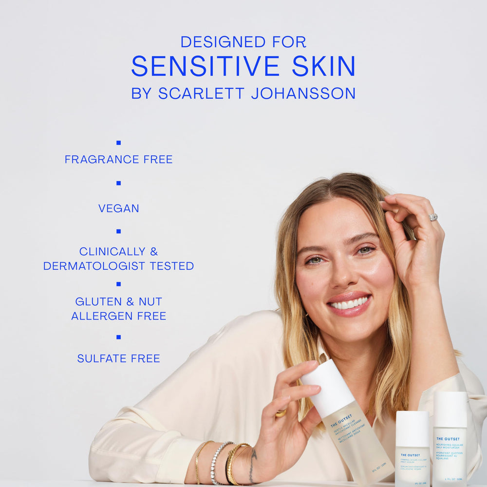 The Outset Exfoliating Caffeine Micro Polish, fórmula vegana libre de gluten para piel limpia.