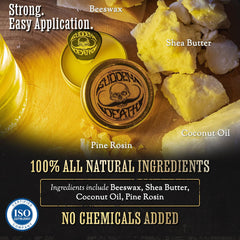 The Vintage Grooming Co ingredientes naturales suaves: cera de abejas, lanolina, jojoba.