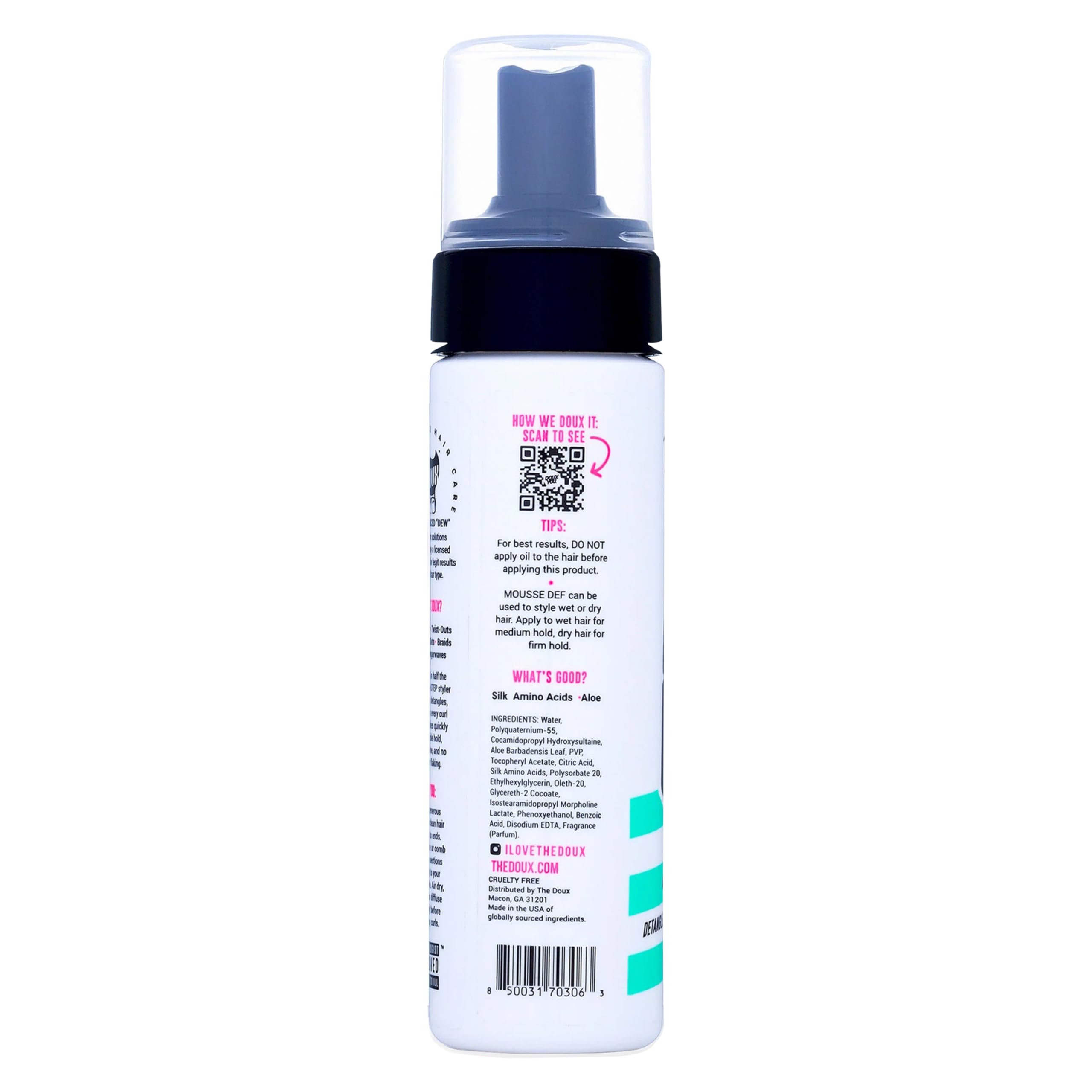 The Doux Mousse multiuso: fijación flexible para rizos sin crujido.