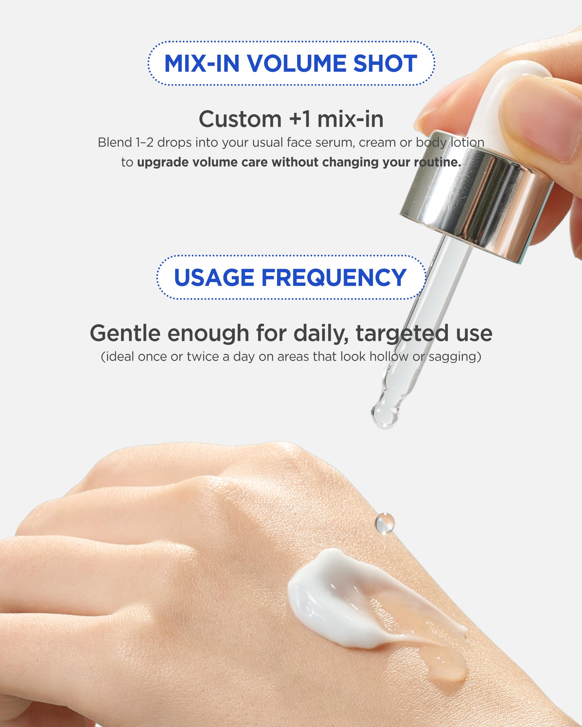THEPURI Volufiline Serum mezclado con otros productos para enriquecer resultados.