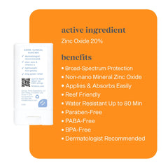 Thinksport Stick con zinc mineral para rostro y cuerpo resistente al agua.