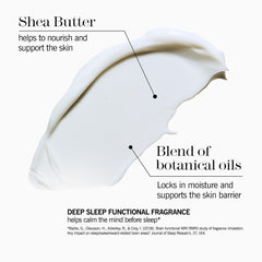 Aplicación suave de THISWORKS Deep Sleep Body Cocoon para piel nutrida durante la noche.