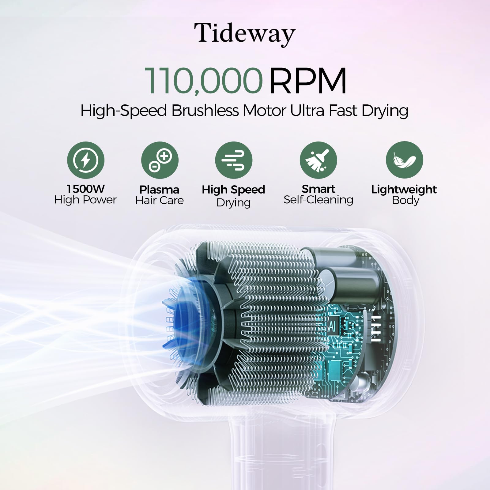 Tideway secador con diffusor magnético para control del frizz y peinado preciso.