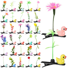 Clip de pato con brotes de plantas de Tigeen, ideal para peinados festivos.