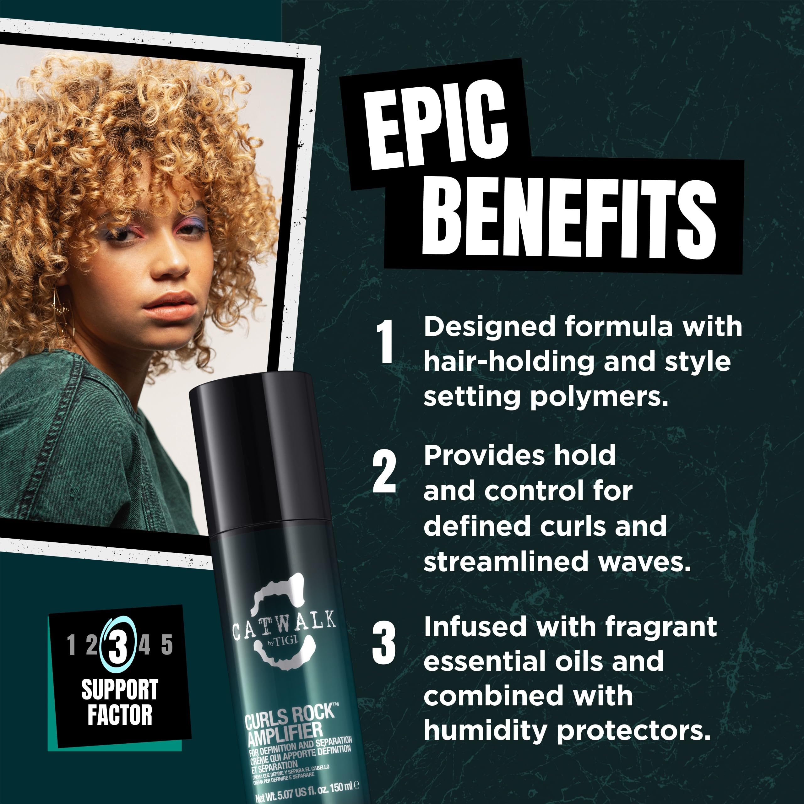 TIGI Catwalk Curls Rock Amplifier, control-de-ondas-definidas, fijación suave de rizos.