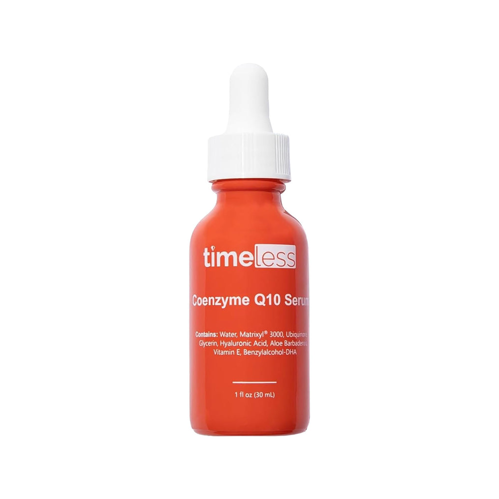 Timeless Skin Care Sérum Coenzima Q10 en bote, para piel suave y fresca.