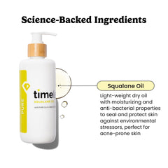 Timeless Skin Care Squalane pipeta con gotas para aplicación precisa.