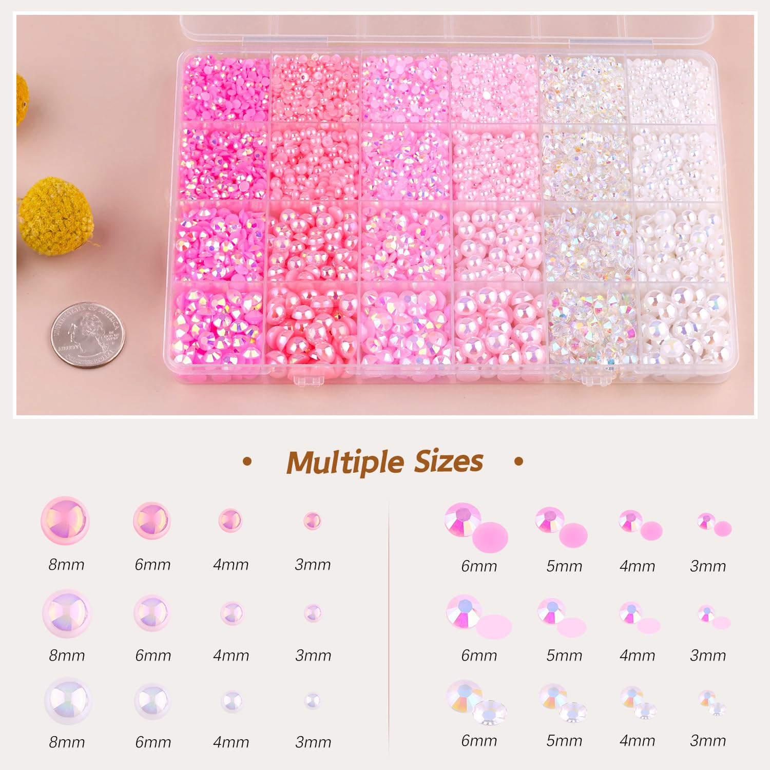 Cristales rosados redondos TINKRSTUFF de 3mm para decoraciones brillantes en uñas y arte.