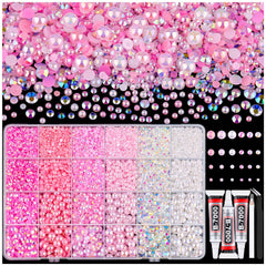 Perlas planas TINKRSTUFF rosadas para uñas y manualidades con brillo elegante.