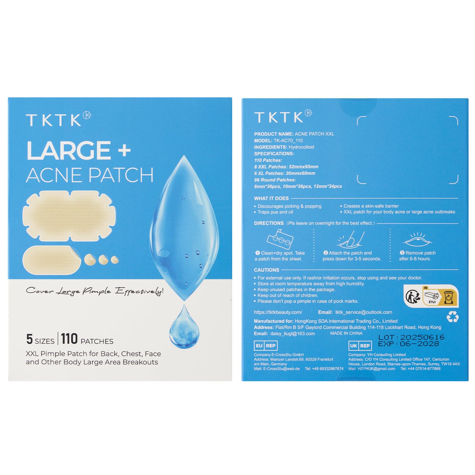 TKTK patches are ingredient-free and gentle on most skin types.