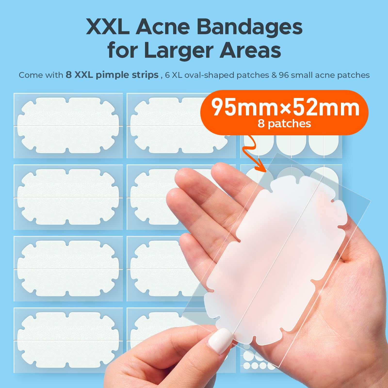 TKTK patches in five sizes total 110 patches for face and body use.